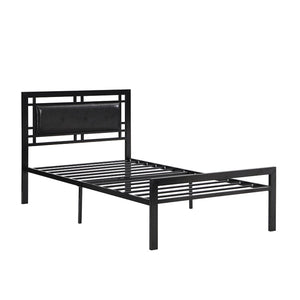 English Elm Twin Steel Bed Frame Matte Black Powder Coat Finish Noise Free Modern Bedroom W311109646