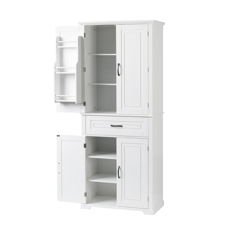 English Elm Bathroom Tall Storage Cabinet with Doors Drawer and Adjustable Shelf, MDF Build, Metal Handles, Anti-Tip Safety White WF308204AAK