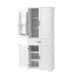 English Elm Bathroom Storage Cabinet With Doors and Drawer, Multiple Storage Space, Adjustable Shelf, White