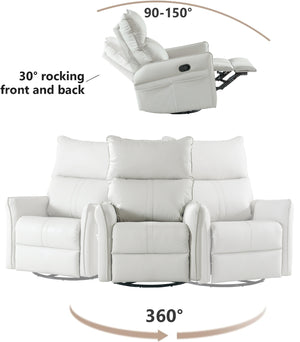 English Elm Rocking Recliner Chair 360° Swivel Glider with 90–150° Recline, 30° Rocking, Side Pocket, Light Gray W1028115303