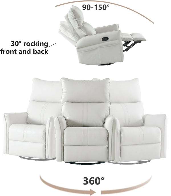 English Elm Rocking Recliner Chair 360° Swivel Glider with 90–150° Recline, 30° Rocking, Side Pocket, Light Gray W1028115303