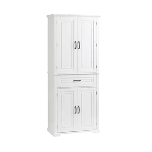 English Elm Bathroom Tall Storage Cabinet with Doors Drawer and Adjustable Shelf, MDF Build, Metal Handles, Anti-Tip Safety White WF308204AAK