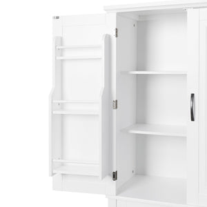 English Elm Bathroom Tall Storage Cabinet with Doors Drawer and Adjustable Shelf, MDF Build, Metal Handles, Anti-Tip Safety White WF308204AAK
