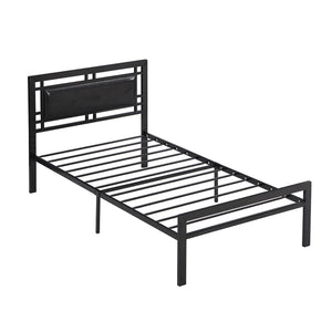 English Elm Twin Steel Bed Frame Matte Black Powder Coat Finish Noise Free Modern Bedroom W311109646