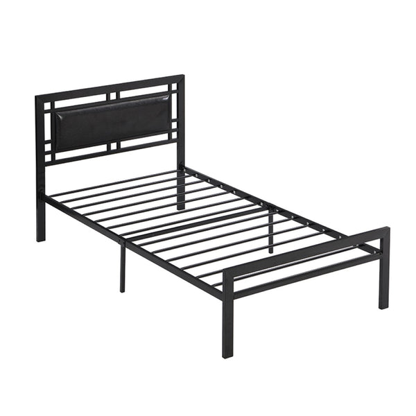 English Elm Twin Steel Bed Frame Matte Black Powder Coat Finish Noise Free Modern Bedroom W311109646
