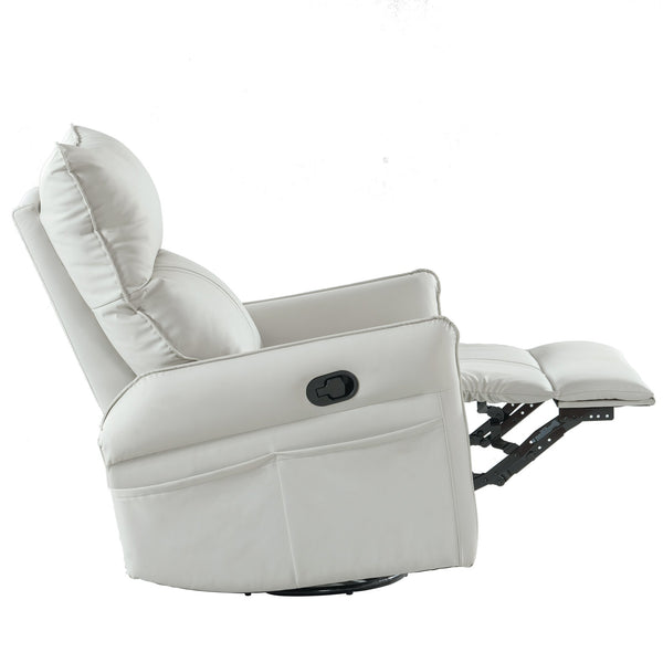 English Elm Rocking Recliner Chair 360° Swivel Glider with 90–150° Recline, 30° Rocking, Side Pocket, Light Gray W1028115303