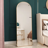 Hearth and Haven The 3Rd Generation Aluminum Alloy Metal Frame Arched Floor Mounted Wall Mirror, Upgraded in Quality, Bathroom Makeup Mirror, Bedroom Entrance, Clothing Store, Gold 65 "x 23 "W1151121956 W1151123677