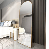 Hearth and Haven The 3Rd Generation Aluminum Alloy Metal Frame Arched Floor Mounted Wall Mirror, Upgraded in Quality, Bathroom Makeup Mirror, Bedroom Entrance, Clothing Store, Gold 65 "x 23 "W1151121956 W1151123677