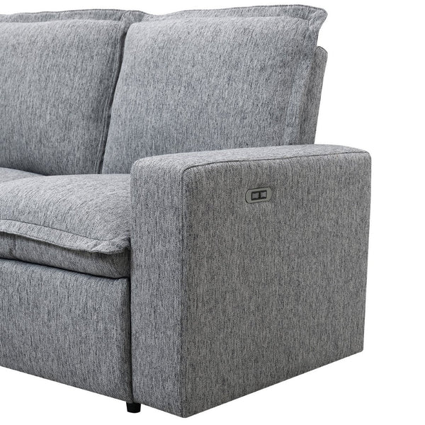 English Elm Power Recliner Chair with Usb Port Linen Upholstery Overstuffed Seat for Home Theater WF310047AAE