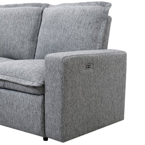 English Elm Power Recliner with Usb Port Overstuffed Linen Chair for Home Theater Living Room WF306870AAE