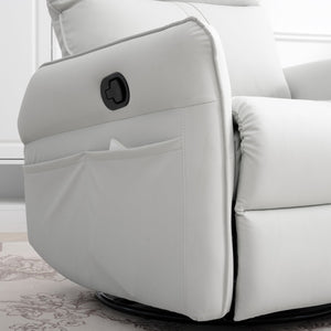 English Elm Rocking Recliner Chair 360° Swivel Glider with 90–150° Recline, 30° Rocking, Side Pocket, Light Gray W1028115303