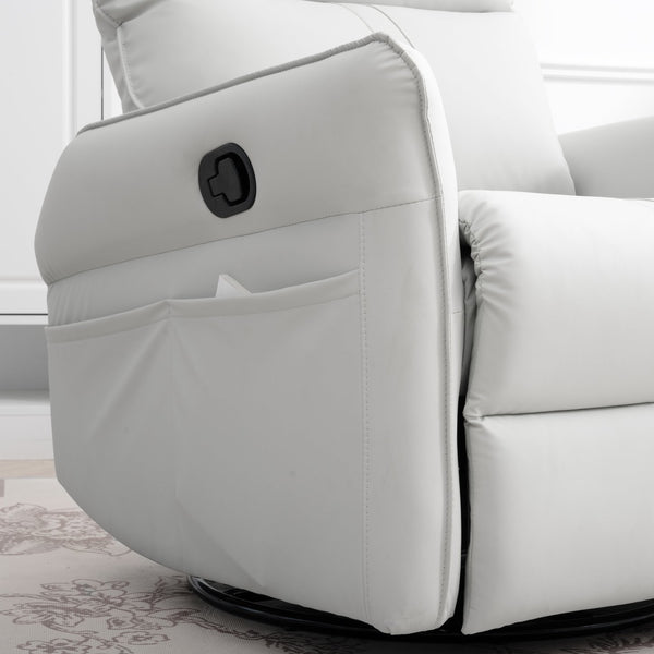 English Elm Rocking Recliner Chair 360° Swivel Glider with 90–150° Recline, 30° Rocking, Side Pocket, Light Gray W1028115303