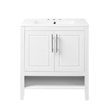 English Elm 30" Bathroom Vanity With Sink, Multi-Functional Bathroom Cabinet With Doors and Drawers, Solid Frame and Mdf Board, White