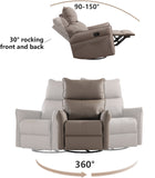 Hearth and Haven Rocking Recliner Chair, 360 Degree Swivel Nursery Rocking Chair, Glider Chair, Modern Small Rocking Swivel Recliner Chair For Bedroom, Living Room Chair Home Theater Seat, Side Pocket W1028115302
