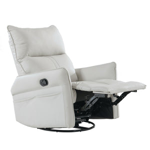 English Elm Rocking Recliner Chair 360° Swivel Glider with 90–150° Recline, 30° Rocking, Side Pocket, Light Gray W1028115303