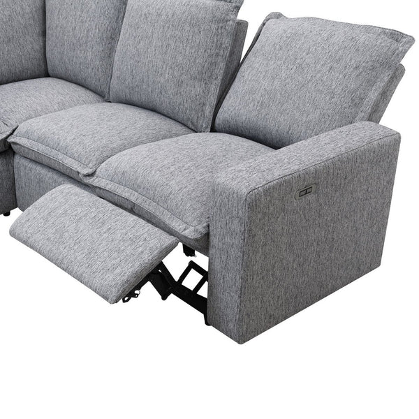 English Elm Power Recliner with Usb Port Overstuffed Linen Chair for Home Theater Living Room WF306870AAE