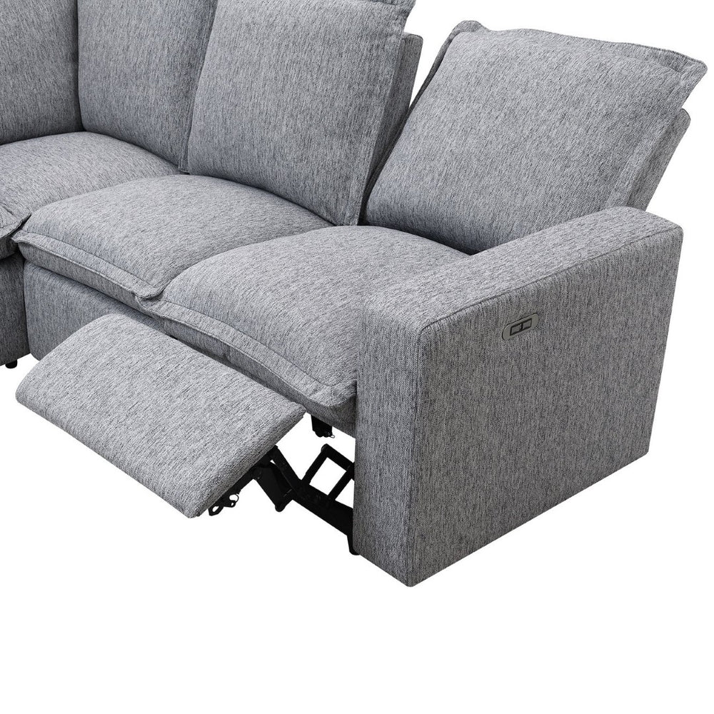 English Elm Power Recliner Chair with Usb Port Linen Upholstered Seat for Theater or Living Room WF306871AAE