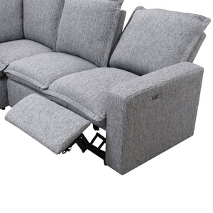 English Elm Power Recliner Chair with Usb Port Linen Upholstered Seat for Theater or Living Room WF306871AAE