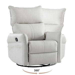 English Elm Rocking Recliner Chair 360° Swivel Glider with 90–150° Recline, 30° Rocking, Side Pocket, Light Gray W1028115303