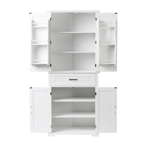 English Elm Bathroom Tall Storage Cabinet with Doors Drawer and Adjustable Shelf, MDF Build, Metal Handles, Anti-Tip Safety White WF308204AAK