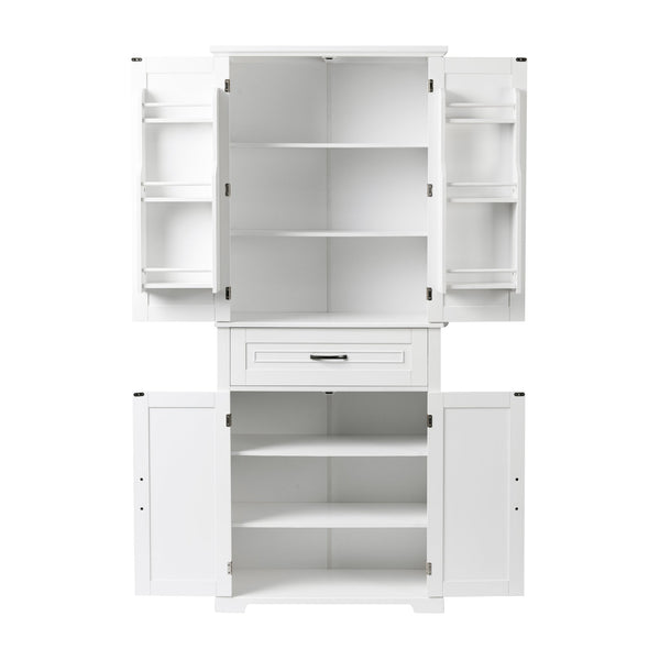 English Elm Bathroom Tall Storage Cabinet with Doors Drawer and Adjustable Shelf, MDF Build, Metal Handles, Anti-Tip Safety White WF308204AAK
