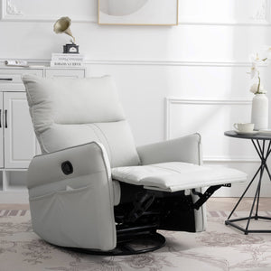 English Elm Rocking Recliner Chair 360° Swivel Glider with 90–150° Recline, 30° Rocking, Side Pocket, Light Gray W1028115303
