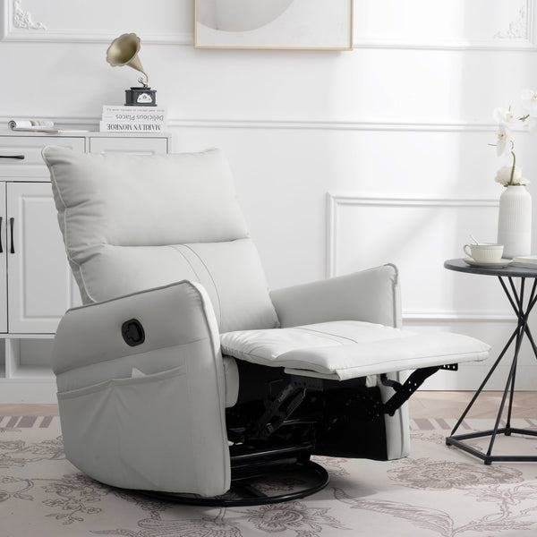 English Elm Rocking Recliner Chair 360° Swivel Glider with 90–150° Recline, 30° Rocking, Side Pocket, Light Gray W1028115303