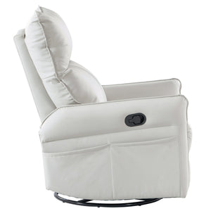 English Elm Rocking Recliner Chair 360° Swivel Glider with 90–150° Recline, 30° Rocking, Side Pocket, Light Gray W1028115303