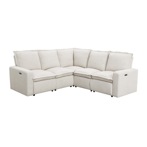 English Elm Power Recliner Chair with Usb Port Linen Upholstery Overstuffed Seat for Home Theater WF310047AAA