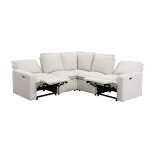 English Elm Power Recliner Chair with Usb Port Linen Upholstery Overstuffed Seat for Home Theater WF310047AAA