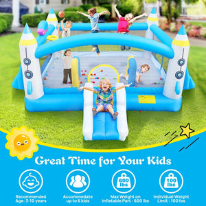 English Elm Multifunctional Kids Backyard Bounce and Slide Inflatable with Blower Mesh Walls W1677115481
