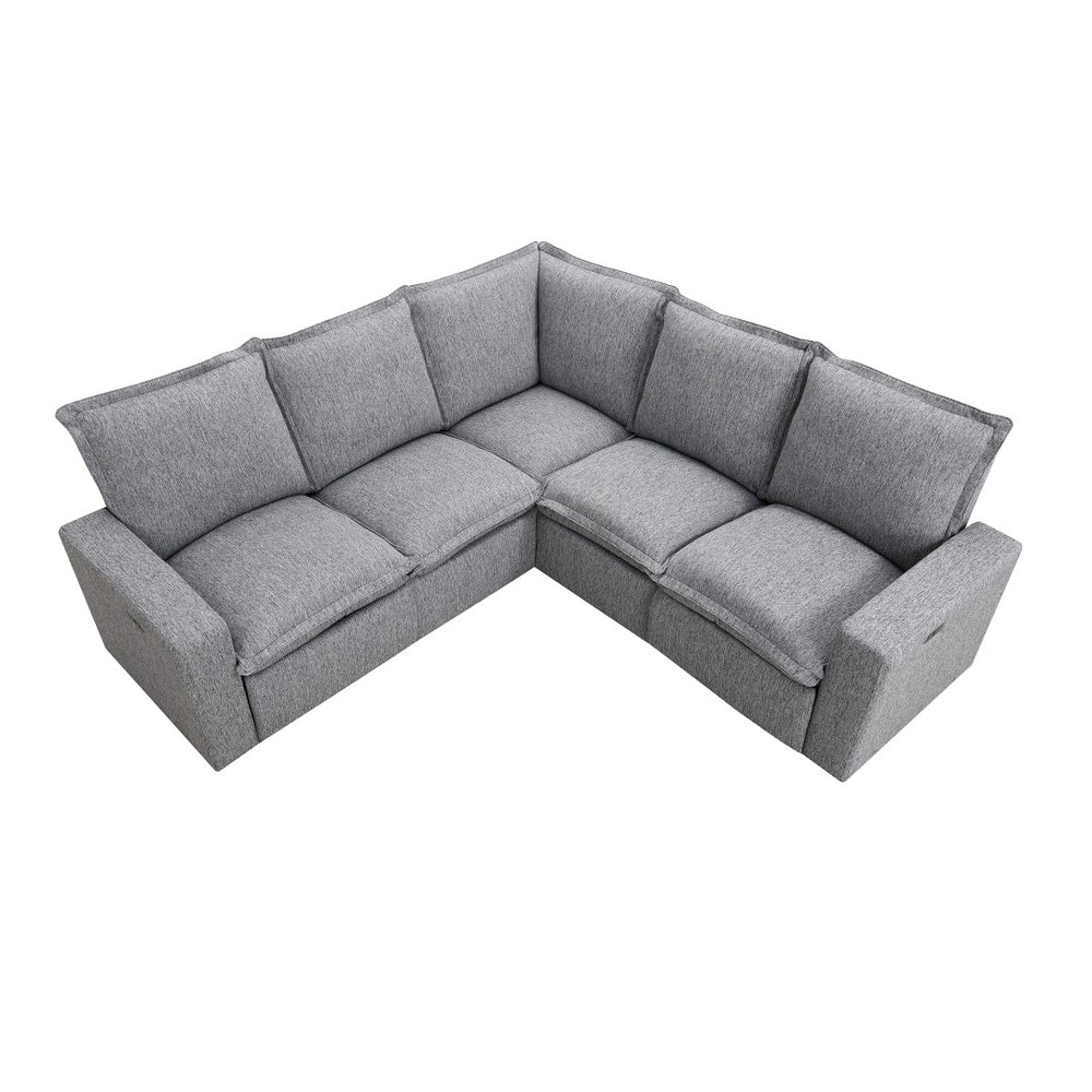 English Elm Power Recliner Chair with Usb Port Linen Upholstery Overstuffed Seat for Home Theater WF310047AAE