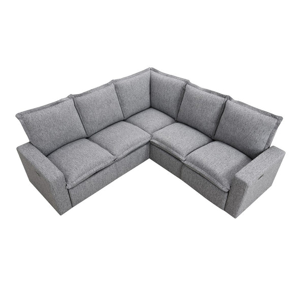 English Elm Power Recliner Chair with Usb Port Linen Upholstery Overstuffed Seat for Home Theater WF310047AAE