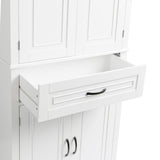 English Elm Bathroom Storage Cabinet With Doors and Drawer, Multiple Storage Space, Adjustable Shelf, White