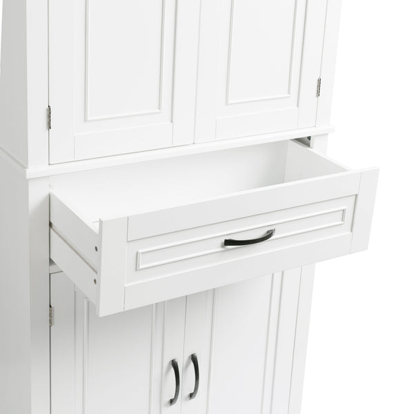 English Elm Bathroom Tall Storage Cabinet with Doors Drawer and Adjustable Shelf, MDF Build, Metal Handles, Anti-Tip Safety White WF308204AAK