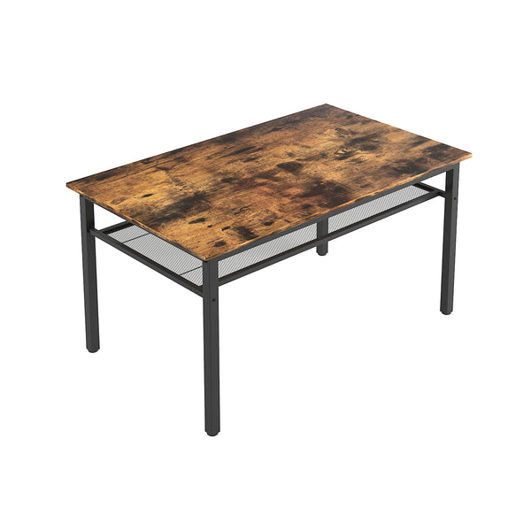 English Elm 3 Piece Farmhouse Dining Set with Two Benches, Espresso MDF & Metal Frame, Sturdy Rustic Style W57868889