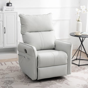 English Elm Rocking Recliner Chair 360° Swivel Glider with 90–150° Recline, 30° Rocking, Side Pocket, Light Gray W1028115303