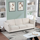 English Elm 89.37" Mid-Century Modern Couch Velvet Sofa Couch 3 Seater Sofa, Beige