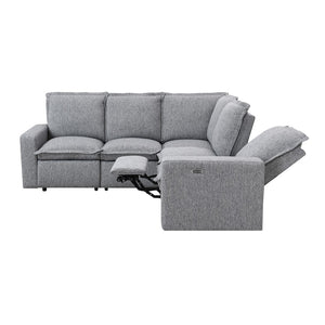English Elm Power Recliner Chair with Usb Port Linen Upholstered Seat for Theater or Living Room WF306871AAE