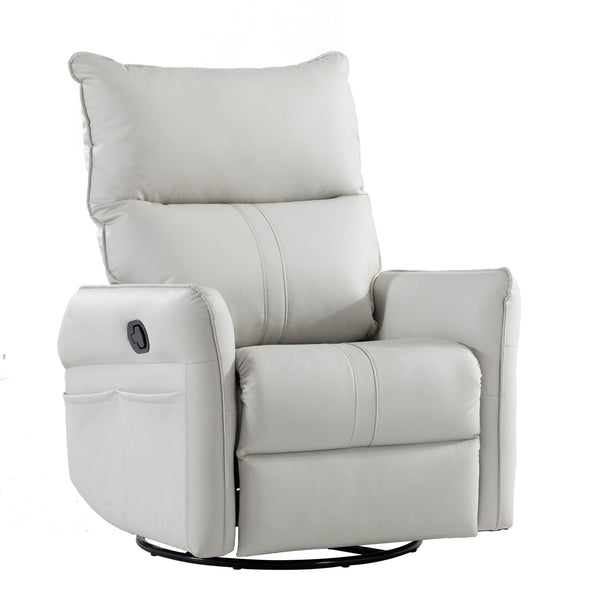 English Elm Rocking Recliner Chair 360° Swivel Glider with 90–150° Recline, 30° Rocking, Side Pocket, Light Gray W1028115303