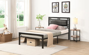 English Elm Twin Steel Bed Frame Matte Black Powder Coat Finish Noise Free Modern Bedroom W311109646