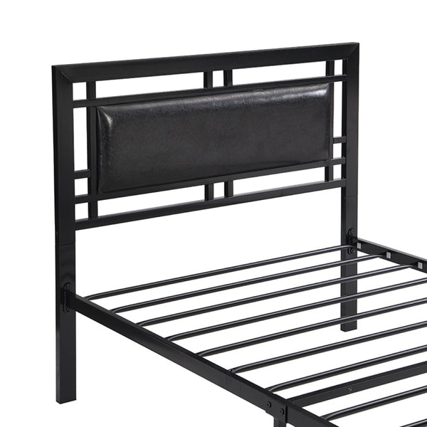 English Elm Twin Steel Bed Frame Matte Black Powder Coat Finish Noise Free Modern Bedroom W311109646