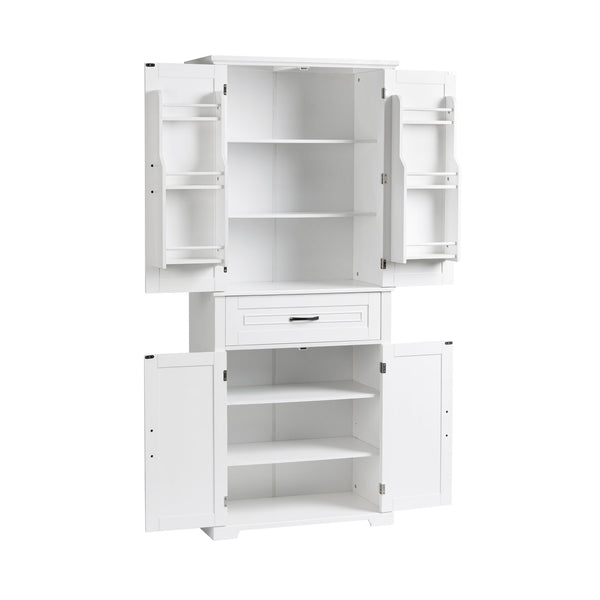English Elm Bathroom Tall Storage Cabinet with Doors Drawer and Adjustable Shelf, MDF Build, Metal Handles, Anti-Tip Safety White WF308204AAK