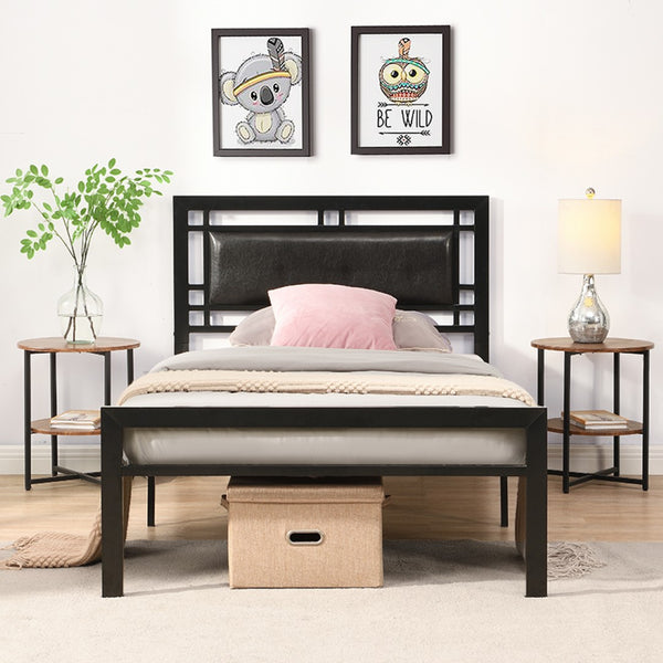 English Elm Twin Steel Bed Frame Matte Black Powder Coat Finish Noise Free Modern Bedroom W311109646