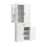 English Elm Bathroom Storage Cabinet With Doors and Drawer, Multiple Storage Space, Adjustable Shelf, White