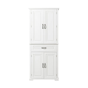 English Elm Bathroom Tall Storage Cabinet with Doors Drawer and Adjustable Shelf, MDF Build, Metal Handles, Anti-Tip Safety White WF308204AAK