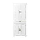 English Elm Bathroom Storage Cabinet With Doors and Drawer, Multiple Storage Space, Adjustable Shelf, White