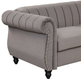 English Elm 51" Modern Sofa Dutch Fluff Upholstered Sofa With Solid Wood Legs, Buttoned Tufted Backrest,Gray