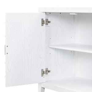 English Elm Trexm Vintage Four Door Sideboard Rubberwood Carved Panels Round Handles Dining Storage White WF307723AAK