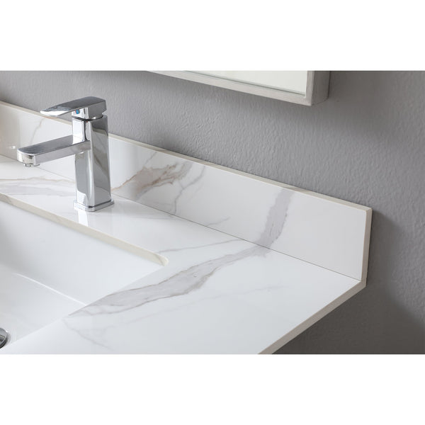 English Elm Montary 37-Inch Carrara Gold Bathroom Vanity Top With Undermount Sink & Modern Faucet Hole Design W509107288